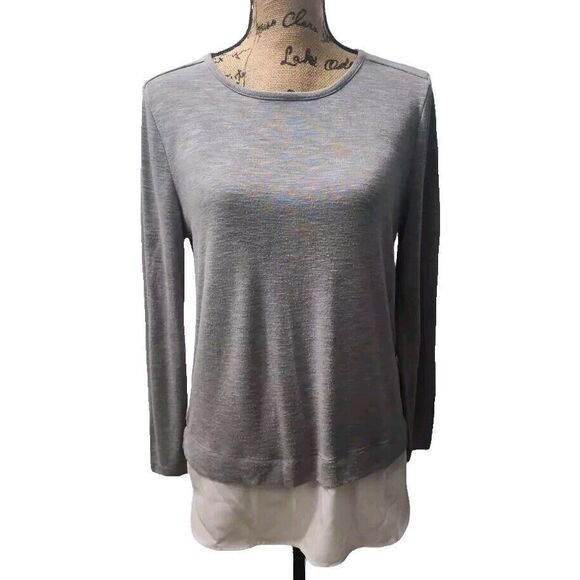 J.crew Women's Size M Mercantile Twofer Top Gray Long‎ Sleeve - Picture 1 of 5